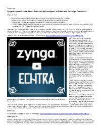 Zynga Acquires Echtra Games Team Led by Developers of Diablo and Torchlight Franchises