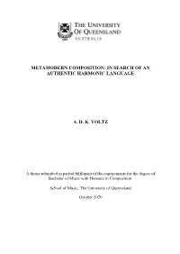 Metamodern Composition: in Search of an Authentic Harmonic Language