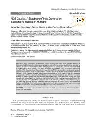 NGS Catalog: a Database of Next Generation Sequencing Studies in Humans