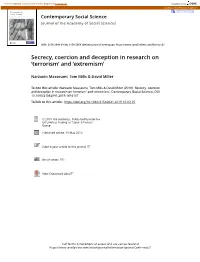 Secrecy, Coercion and Deception in Research on 'Terrorism'