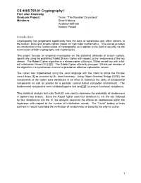 CS 4005-705-01 Cryptography I Prof