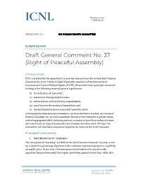 Draft General Comment No. 37 (Right of Peaceful Assembly)
