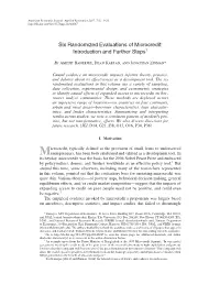 Six Randomized Evaluations of Microcredit: Introduction and Further Steps†