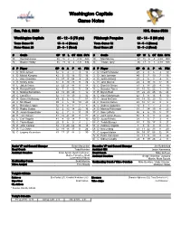 Washington Capitals Game Notes