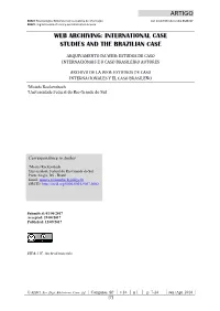 Web Archiving: International Case Studies and the Brazilian Case