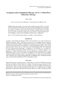 (ACT): a Third Wave Behaviour Therapy