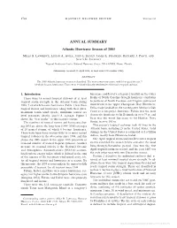 ANNUAL SUMMARY Atlantic Hurricane Season of 2003