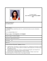 Dr Sudaita Ghosh Asstt. Professor of POLITICAL SCIENCE RGU