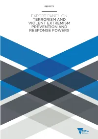 Expert Panel on Terrorism and Violent Extremism Prevention and Response