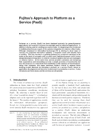 Fujitsu's Approach to Platform As a Service (Paas)