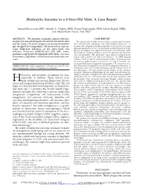Histiocytic Sarcoma in a 3-Year-Old Male: a Case Report