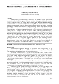 Metamodernism As We Perceive It (Quick Review)
