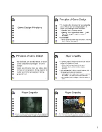Principles of Game Design
