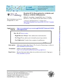 Resolvin D3 Is Dysregulated in Arthritis and Reduces Arthritic Inflammation Hildur H
