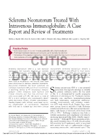 Sclerema Neonatorum Treated with Intravenous Immunoglobulin: a Case Report and Review of Treatments