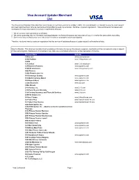 Visa Account Updater Merchant List