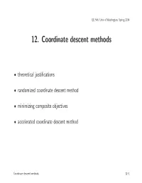 12. Coordinate Descent Methods