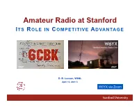 Amateur Radio at Stanford ITS ROLE in COMPETITIVE ADVANTAGE