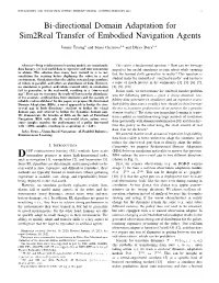 Bi-Directional Domain Adaptation for Sim2real Transfer of Embodied Navigation Agents