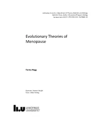 Evolutionary Theories of Menopause