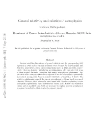 General Relativity and Relativistic Astrophysics Arxiv:1609.01862V1