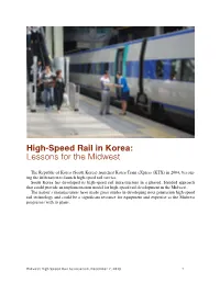 High-Speed Rail in Korea: Lessons for the Midwest