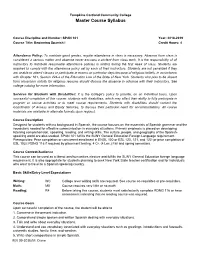 Master Course Syllabus