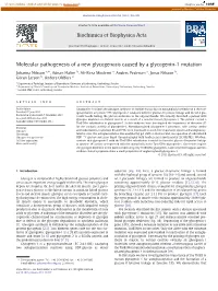 Molecular Pathogenesis of a New Glycogenosis Caused by a Glycogenin-1 Mutation