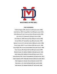 Mustangs in Pro Ball