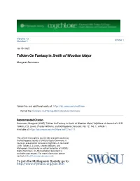 Tolkien on Fantasy in &lt;I&gt;Smith of Wootton Major&lt;/I&gt;
