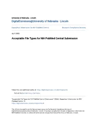 Acceptable File Types for NIH Pubmed Central Submission