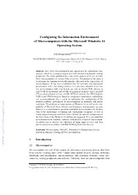 Configuring the Information Environment of Microcomputers with the Microsoft Windows 10 Operating System