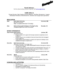 David Johnson CORE SKILLS EDUCATION WORK EXPERIENCE