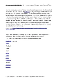 Here Is a Summary of Chapter One of Animal Farm. After Mr. Jones, the Owner of Manor Farm, Falls As