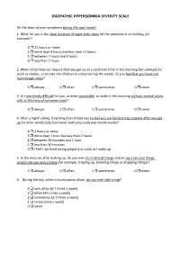 Idiopathic Hypersomnia Severity Scale