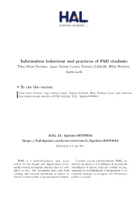 Information Behaviour and Practices of Phd Students Appendices