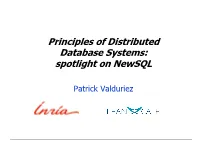 Principles of Distributed Database Systems: Spotlight on Newsql