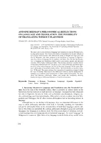 Antoine Berman's Philosophical Reflections