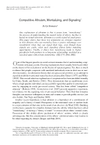 Competitive Altruism, Mentalizing, and Signaling †