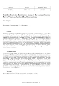Contribution to the Lepidoptera Fauna of the Madeira Islands Part 2