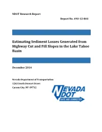 Estimating Sediment Losses Generated from Highway Cut and Fill Slopes in the Lake Tahoe Basin