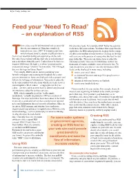 Feed Your ‘Need to Read’ – an Explanation of RSS