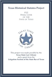 Penal Code of the State of Texas