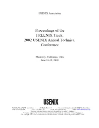 Proceedings of the FREENIX Track: 2002 USENIX Annual Technical Conference