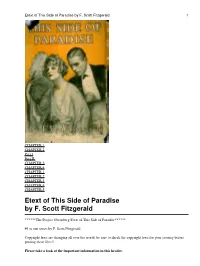 Etext of This Side of Paradise by F. Scott Fitzgerald 1