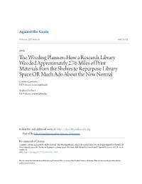How a Research Library Weeded Approximately 2.76 Miles of Print
