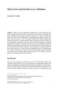 Marie Curie and the Discovery of Radium