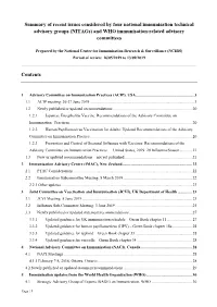 (Nitags) and WHO Immunisation-Related Advisory Committees