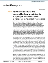 Polymetallic Nodules Are Essential for Food-Web Integrity of a Prospective Deep-Seabed Mining Area in Pacific Abyssal Plains