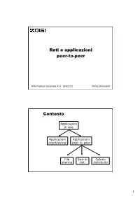 Reti E Applicazioni Peer-To-Peer Contesto